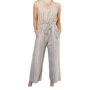 DREW Anthropologie Striped Linen blend Wide Leg Jumpsuit Women’s size XS